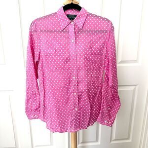 Ralph Lauren pink.polka dot.long sleeved shirt
